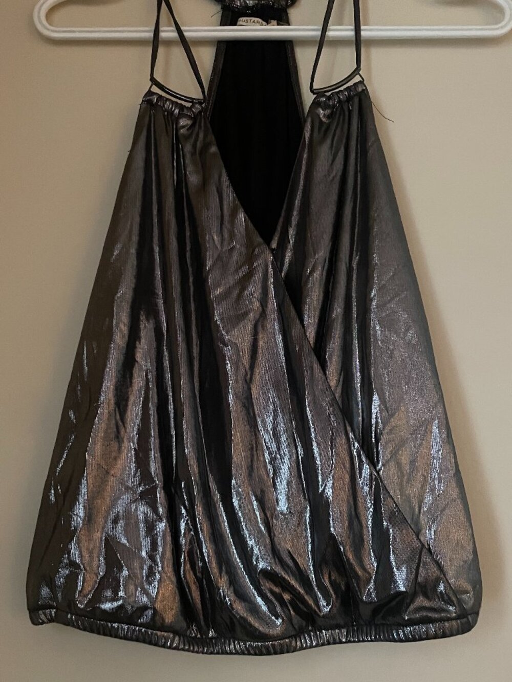 Mustard Seed Metallic Draped Top